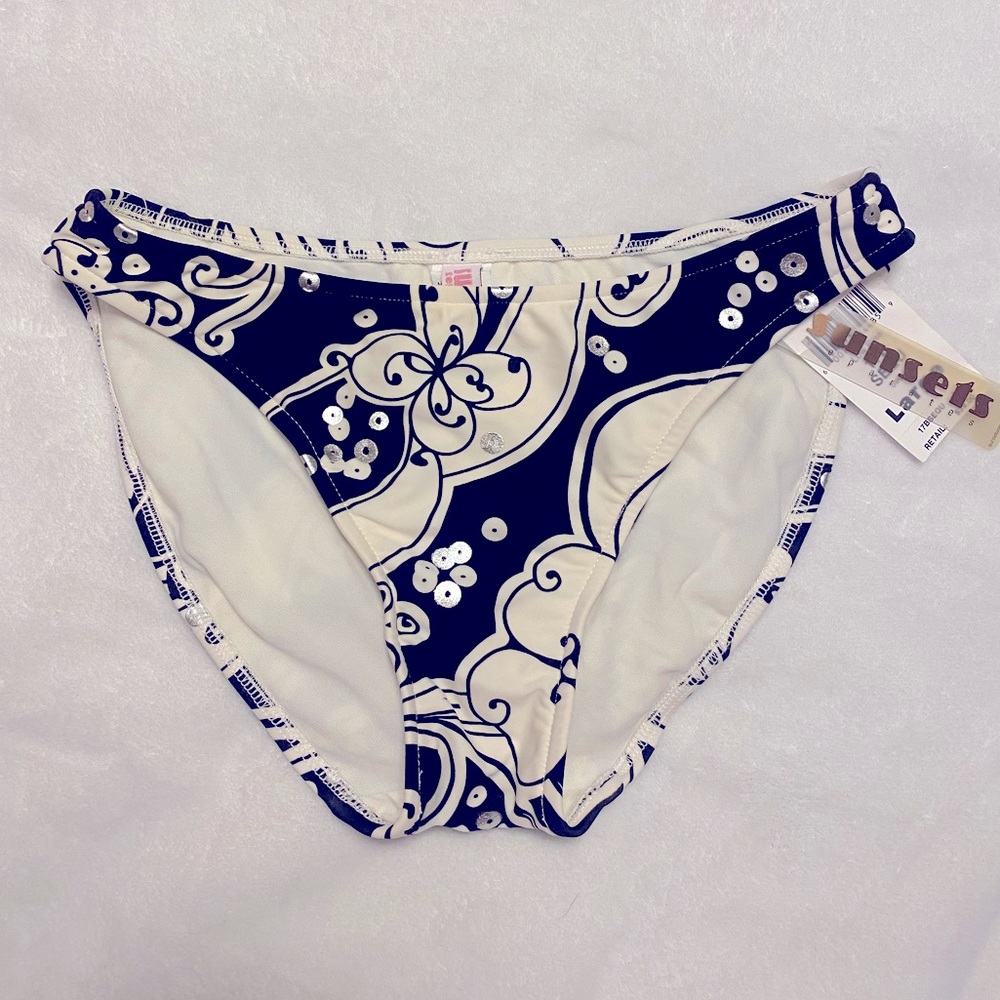 NWT Sunsets Sequin Trimmed Bikini Bottom